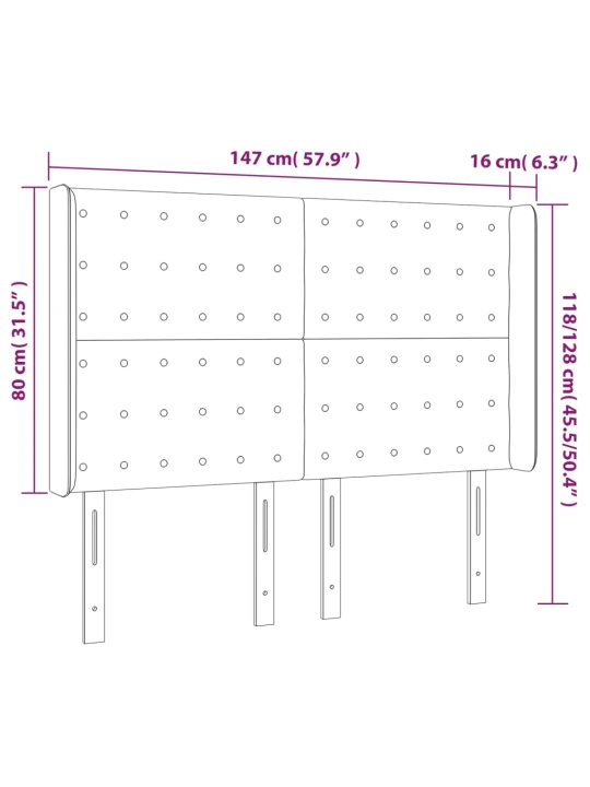 Čelo postele typu ušák krémové 147x16x118/128 cm textil