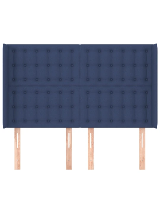 Čelo postele typu ušák modré 147x16x118/128 cm textil