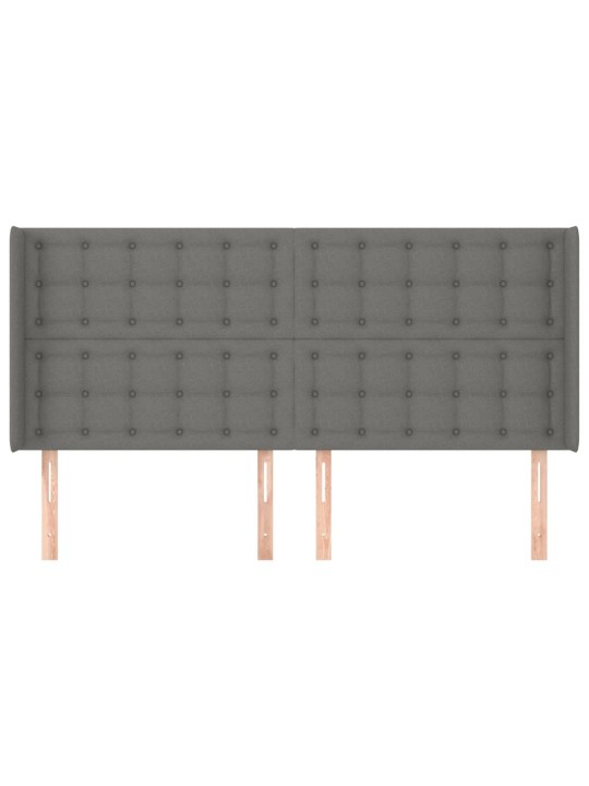 Čelo postele typu ušák tmavě šedé 163x16x118/128 cm textil