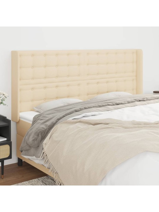 Čelo postele typu ušák krémové 163x16x118/128 cm textil