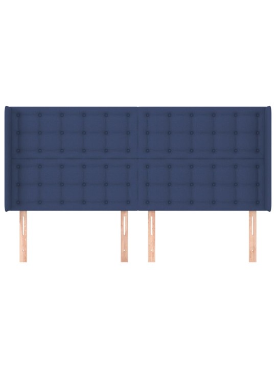 Čelo postele typu ušák modré 163x16x118/128 cm textil