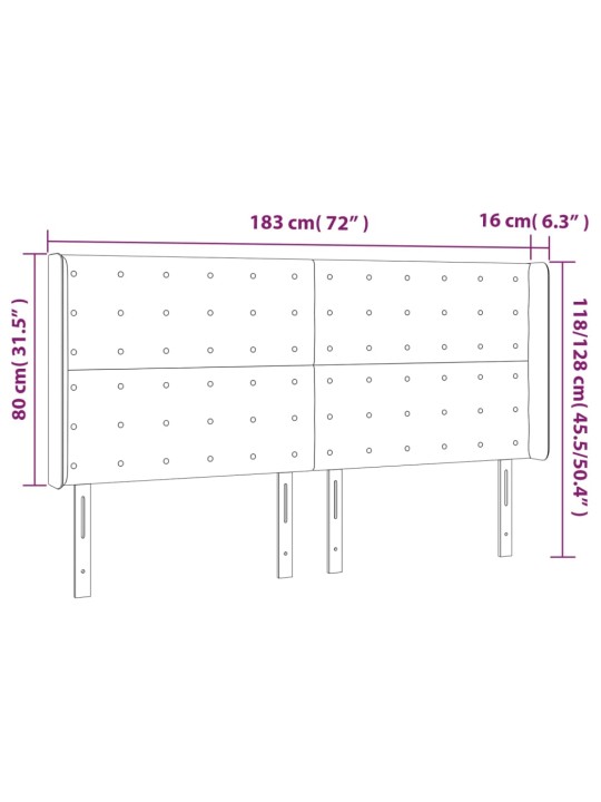 Čelo postele typu ušák tmavě šedé 183x16x118/128 cm textil