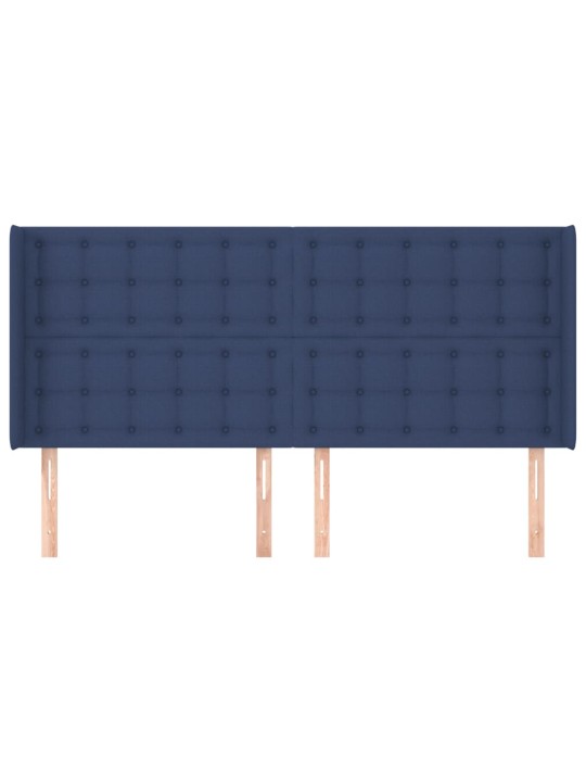 Čelo postele typu ušák modré 183x16x118/128 cm textil
