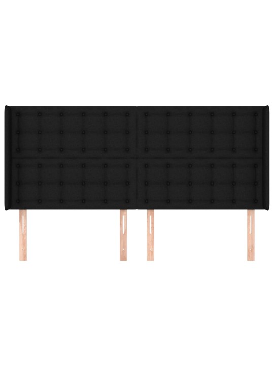 Čelo postele typu ušák černé 203x16x118/128 cm textil