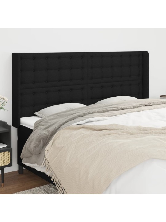 Čelo postele typu ušák černé 203x16x118/128 cm textil