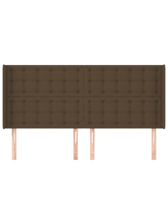 Čelo postele typu ušák tmavě hnědé 203x16x118/128 cm textil