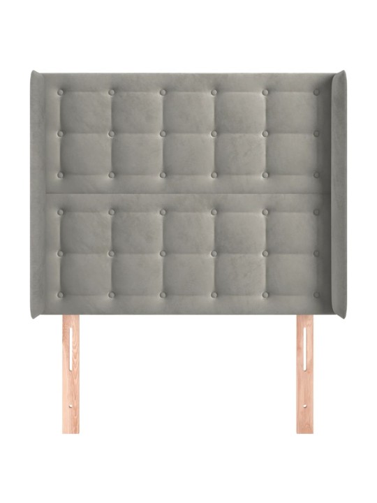 Čelo postele typu ušák světle šedé 83x16x118/128 cm samet