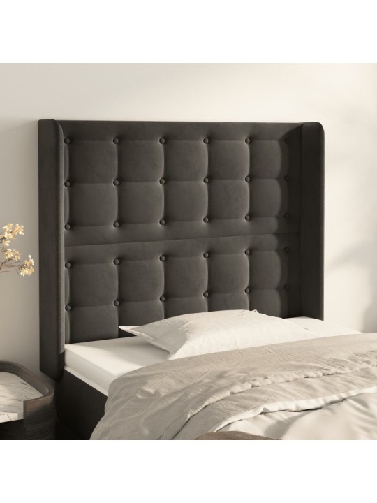 Čelo postele typu ušák tmavě šedé 83x16x118/128 cm samet