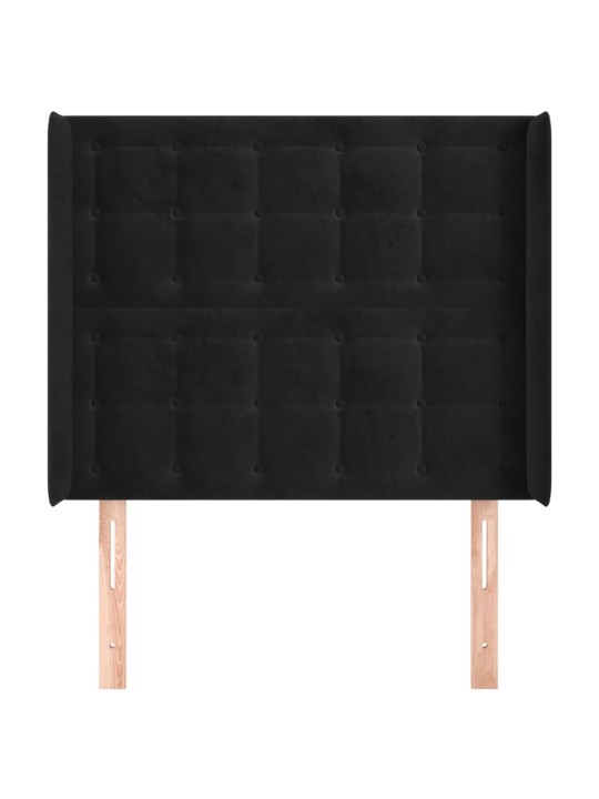 Čelo postele typu ušák černé 83x16x118/128 cm samet