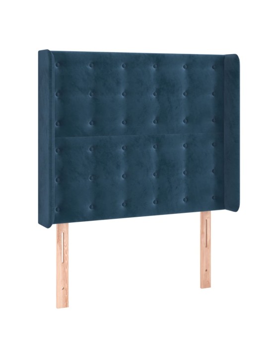 Čelo postele typu ušák tmavě modrá 83x16x118/128 cm samet