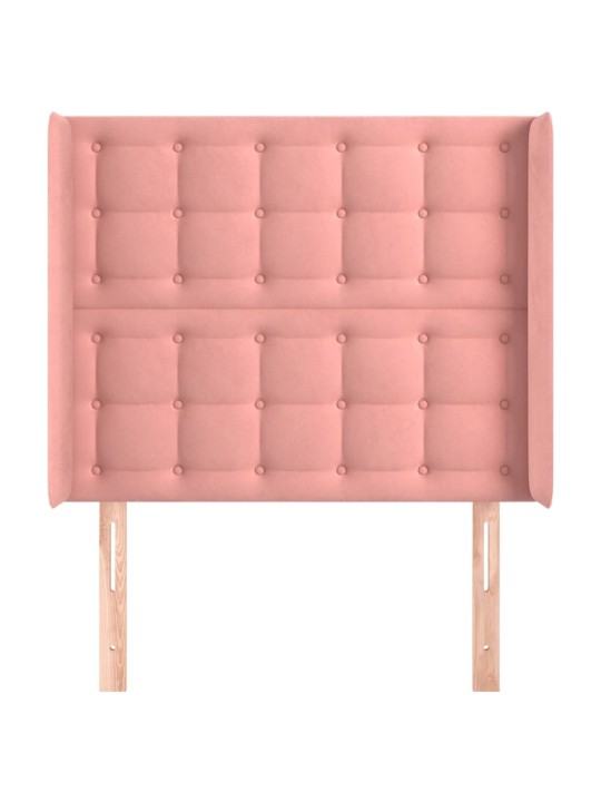 Čelo postele typu ušák růžové 83x16x118/128 cm samet