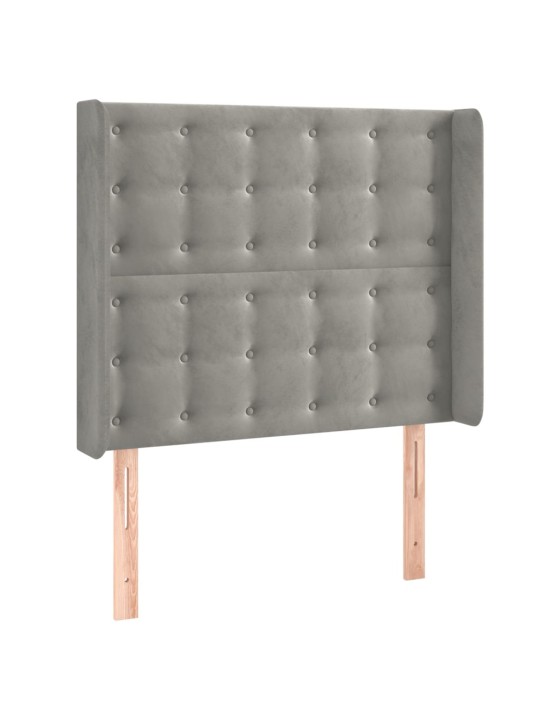 Čelo postele typu ušák světle šedé 93x16x118/128 cm samet