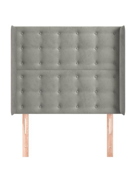 Čelo postele typu ušák světle šedé 93x16x118/128 cm samet