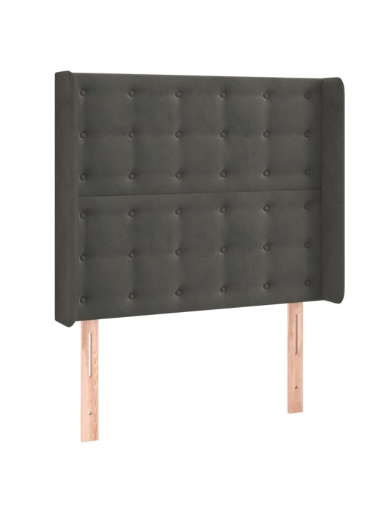 Čelo postele typu ušák tmavě šedé 93x16x118/128 cm samet