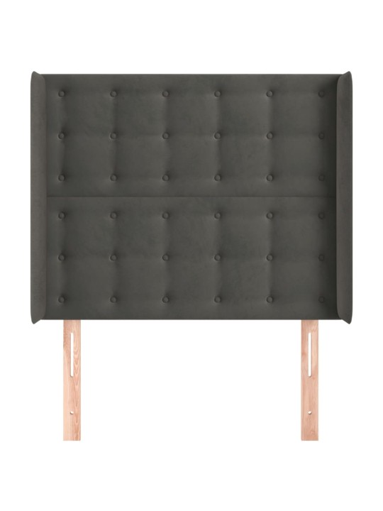 Čelo postele typu ušák tmavě šedé 93x16x118/128 cm samet