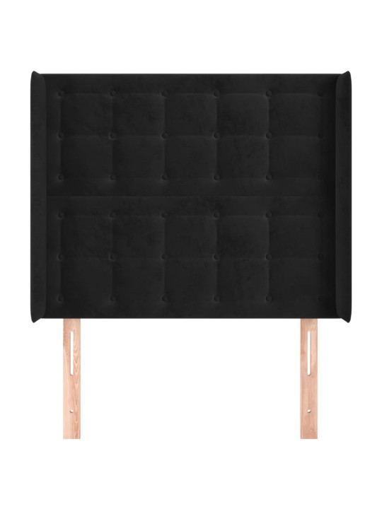 Čelo postele typu ušák černé 93x16x118/128 cm samet