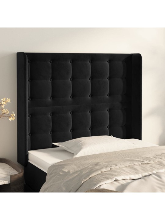 Čelo postele typu ušák černé 93x16x118/128 cm samet