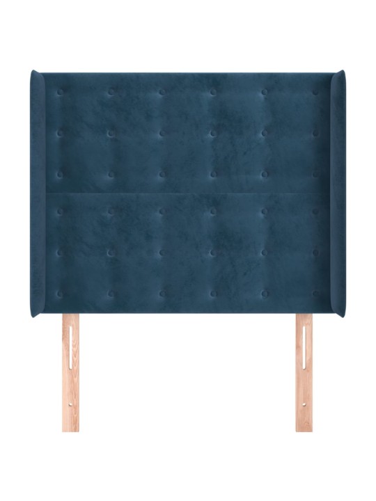 Čelo postele typu ušák tmavě modrá 93x16x118/128 cm samet