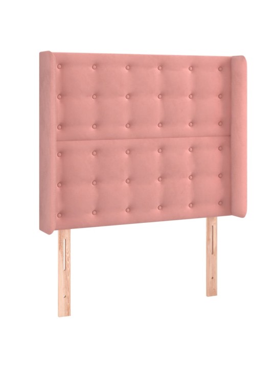 Čelo postele typu ušák růžové 93x16x118/128 cm samet