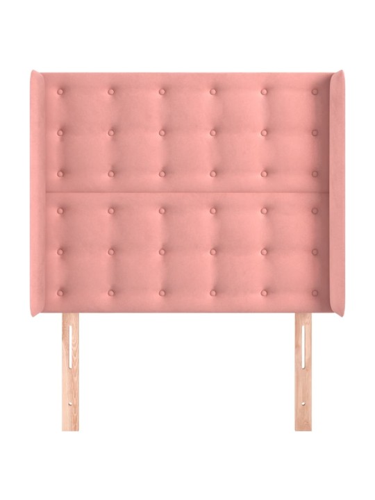 Čelo postele typu ušák růžové 93x16x118/128 cm samet