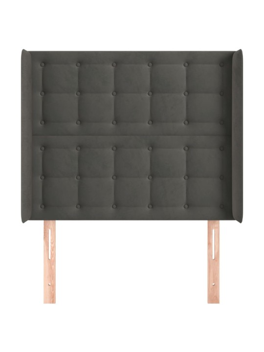 Čelo postele typu ušák tmavě šedé 103x16x118/128 cm samet
