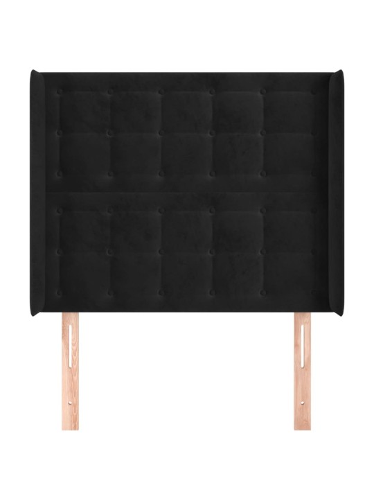 Čelo postele typu ušák černé 103x16x118/128 cm samet