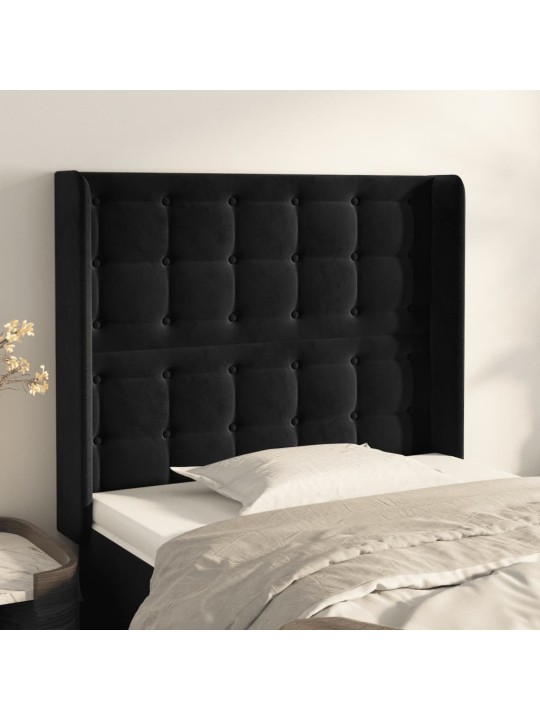 Čelo postele typu ušák černé 103x16x118/128 cm samet