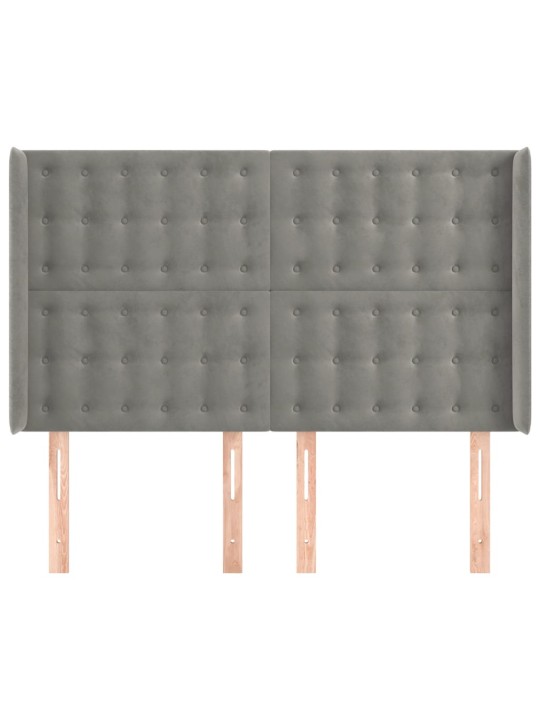 Čelo postele typu ušák světle šedé 147x16x118/128 cm samet
