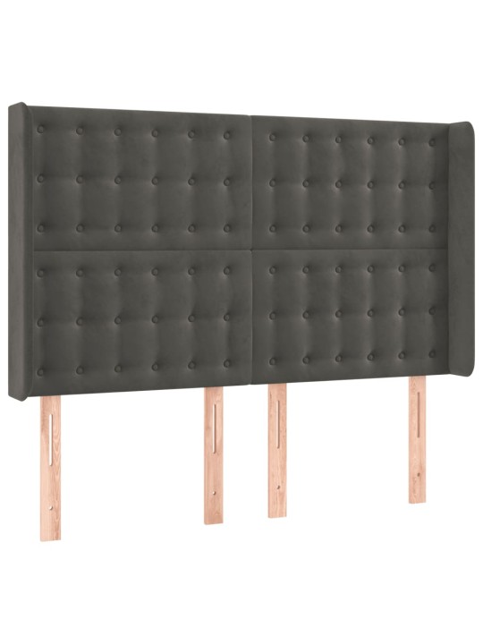 Čelo postele typu ušák tmavě šedé 147x16x118/128 cm samet