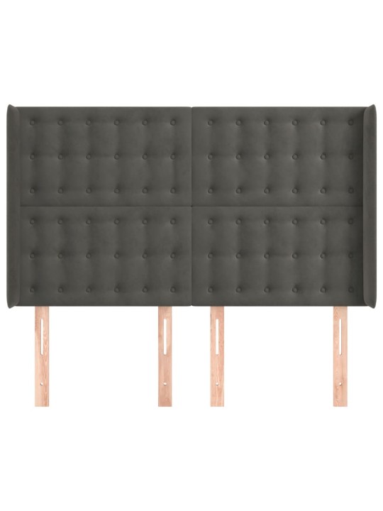 Čelo postele typu ušák tmavě šedé 147x16x118/128 cm samet