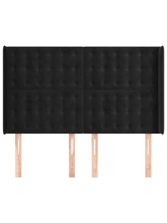 Čelo postele typu ušák černé 147x16x118/128 cm samet