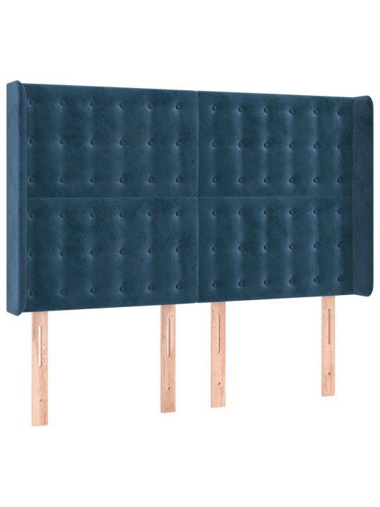 Čelo postele typu ušák tmavě modrá 147x16x118/128 cm samet
