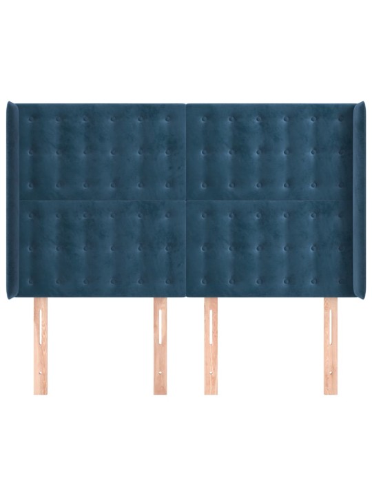 Čelo postele typu ušák tmavě modrá 147x16x118/128 cm samet