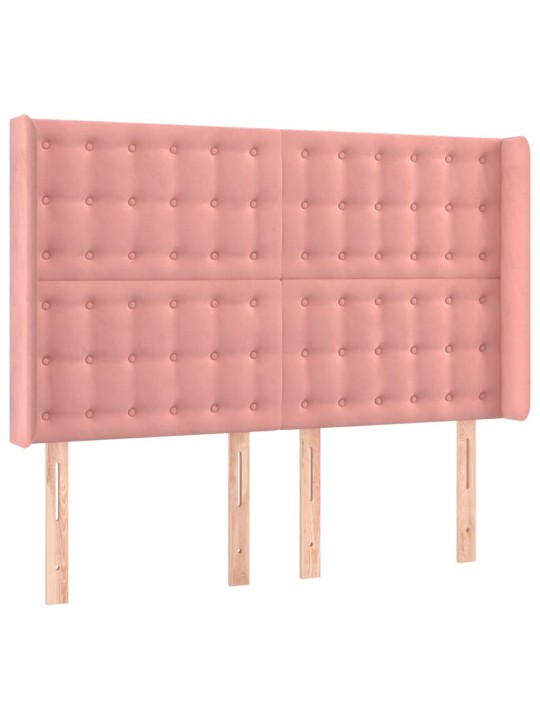 Čelo postele typu ušák růžové 147x16x118/128 cm samet