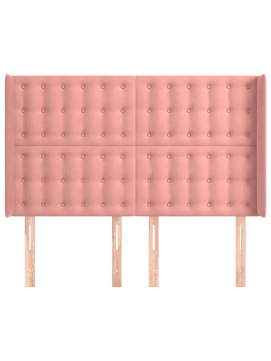 Čelo postele typu ušák růžové 147x16x118/128 cm samet