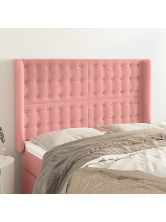 Čelo postele typu ušák růžové 147x16x118/128 cm samet