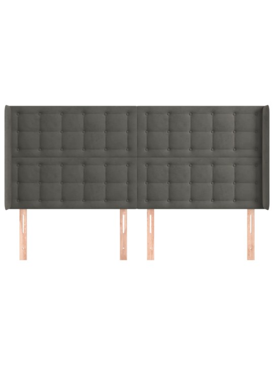 Čelo postele typu ušák tmavě šedé 163x16x118/128 cm samet
