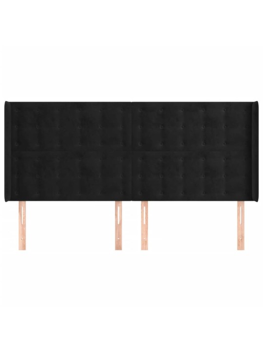 Čelo postele typu ušák černé 163x16x118/128 cm samet