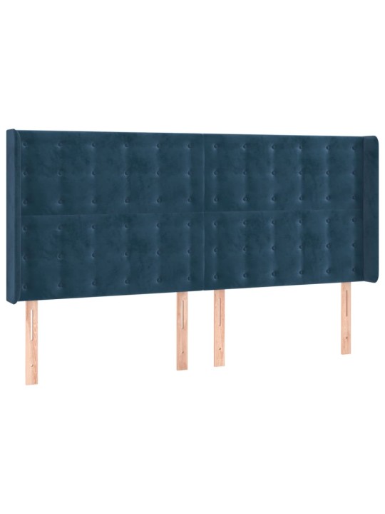 Čelo postele typu ušák tmavě modrá 163x16x118/128 cm samet