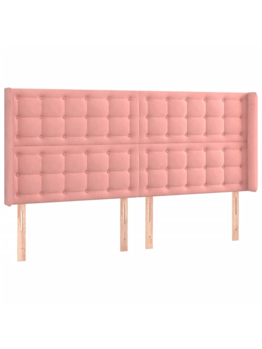 Čelo postele typu ušák růžové 163x16x118/128 cm samet