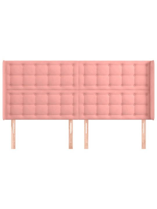 Čelo postele typu ušák růžové 163x16x118/128 cm samet
