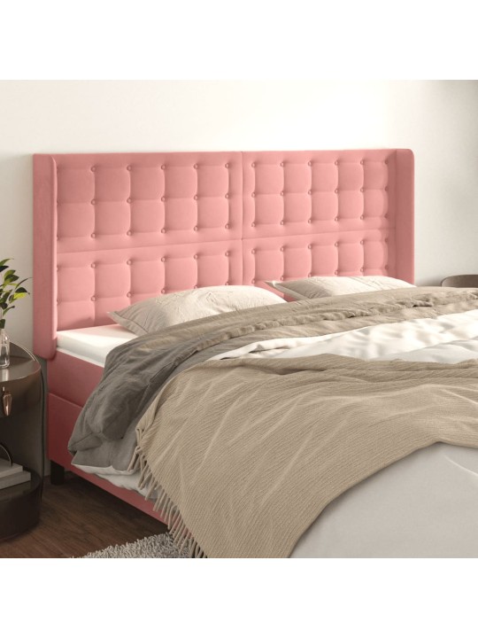 Čelo postele typu ušák růžové 163x16x118/128 cm samet