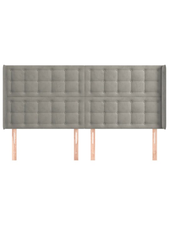 Čelo postele typu ušák světle šedé 183x16x118/128 cm samet