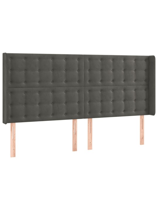 Čelo postele typu ušák tmavě šedé 183x16x118/128 cm samet