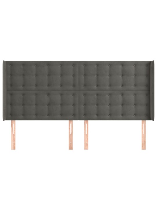 Čelo postele typu ušák tmavě šedé 183x16x118/128 cm samet