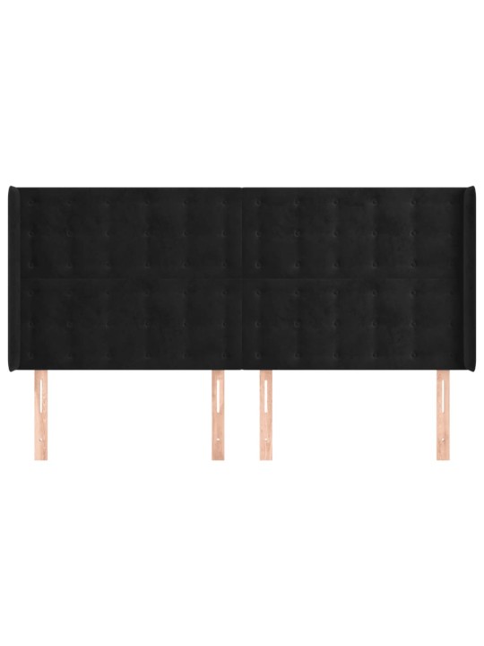 Čelo postele typu ušák černé 183x16x118/128 cm samet