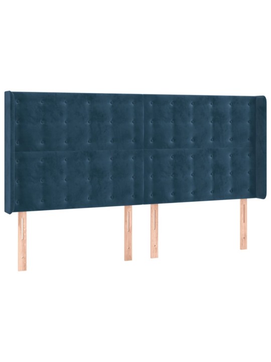Čelo postele typu ušák tmavě modrá 183x16x118/128 cm samet