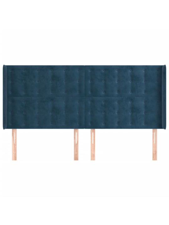 Čelo postele typu ušák tmavě modrá 183x16x118/128 cm samet