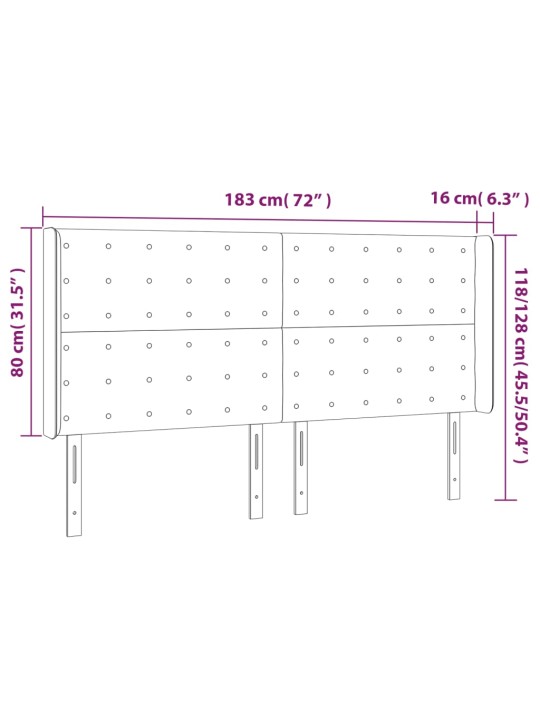 Čelo postele typu ušák tmavě modrá 183x16x118/128 cm samet