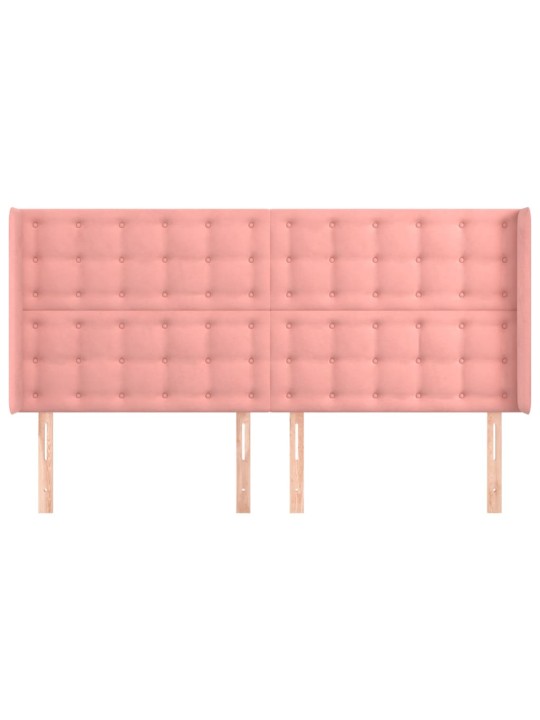 Čelo postele typu ušák růžové 183x16x118/128 cm samet
